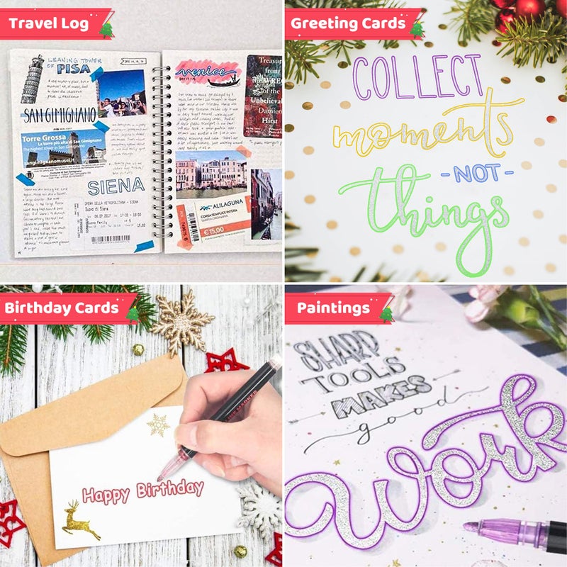 ZSCM QUALITY DECIDES THE FUTURE Stocking Stuffers, Shimmer Outline Glitter Markers, Chriatmas Stocking Stuffers Gifts Trendy Stuff, 21 Super Squiggles Metallic Glitter Pens For Chriatmas Gifts - Image 3